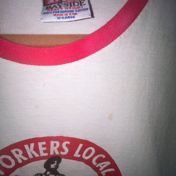 Iron Workers White Ringer T-Shirt Brooklyn Queens L.U. 361  Mens X-Large NOTE - Picture 4 of 12